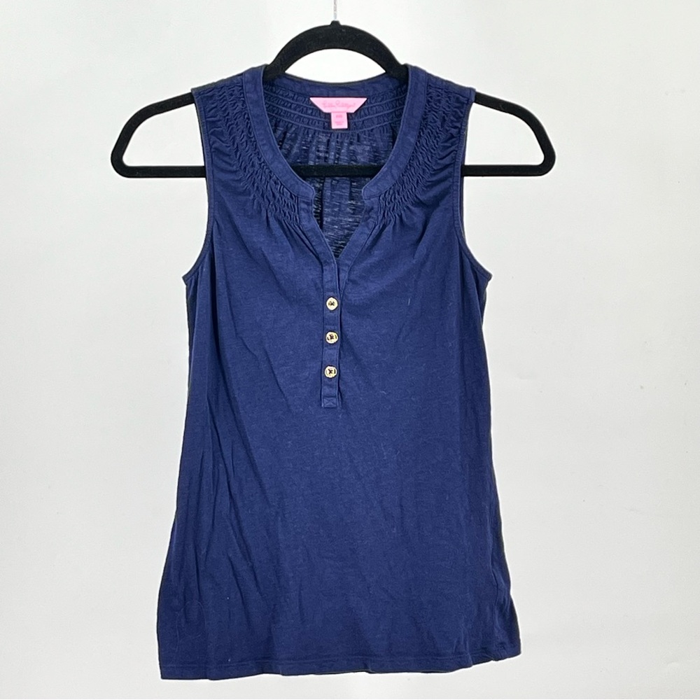 Lilly Pulitzer Navy Tank Top with Button Accents